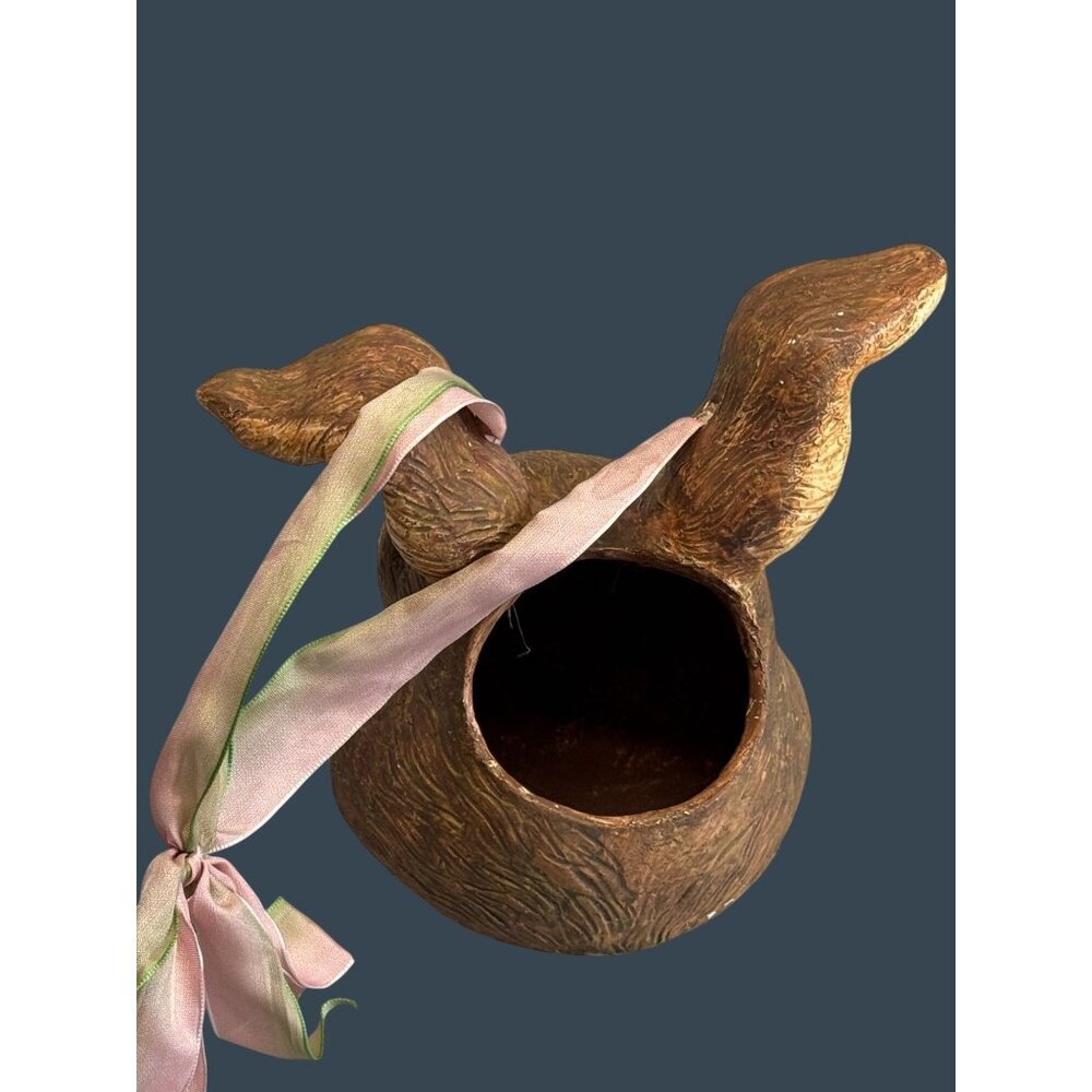 Vintage Bethany Lowe Bunny Rabbit Head Paper Pulp Basket Pink Ribbon Handle 5.5" - Picture 6 of 10